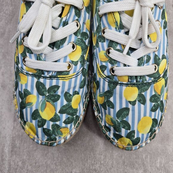 Gianni Bini Espadrille Sneakers Lemon Stripe Canvas Casual Lace Up Shoes Sz 9.5 - Picture 10 of 11